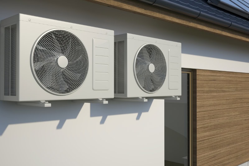 air conditioner attached to a building.